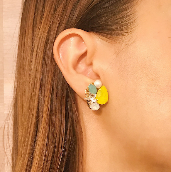 滴滴檸檬和閃閃發光的施華洛世奇寶石耳環 第4張的照片