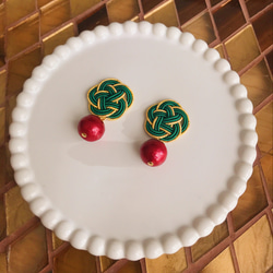 水木花和棉珍珠耳環[聖誕節] 第4張的照片