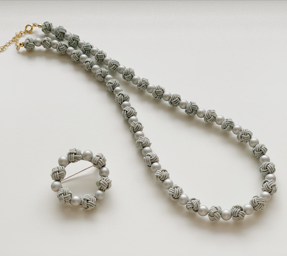 Mizuhiki dama 結和珍珠項鍊 灰色 第6張的照片