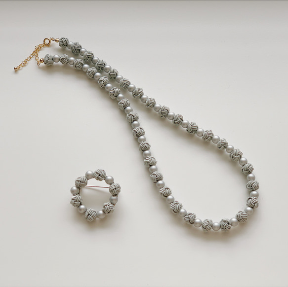 Mizuhiki dama 結和珍珠項鍊 灰色 第9張的照片
