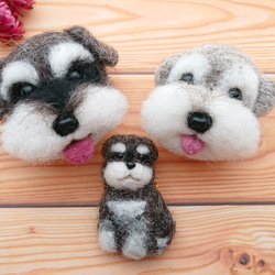 オーダー品】羊毛フェルト犬ブローチ☆シュナウザー ブローチ ponkichi