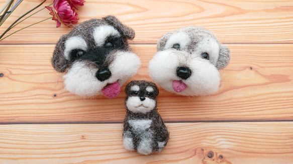 オーダー品】羊毛フェルト犬ブローチ☆シュナウザー ブローチ ponkichi