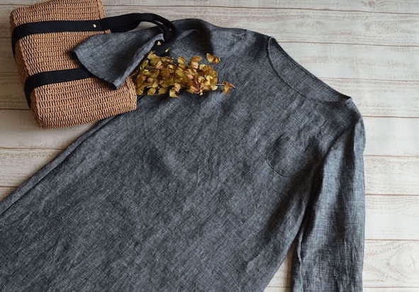 シンプルリネンボートネックワンピース　サイズ　カラー選択可