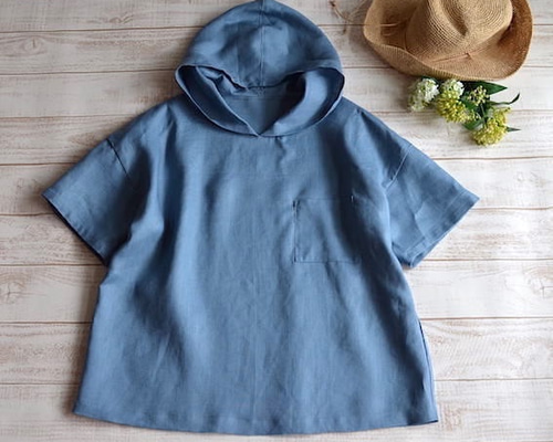 受注制作』フード付きブラウス パーカー リネン サイズ カラー  