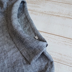 【受注制作】リネン　ロールカラーのバルーン袖ブラウス　カラーが選べる 8枚目の画像