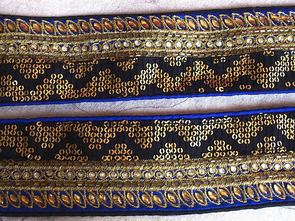 1m インド刺繍リボン スパンコール ビーズ ブレード  民族衣装 5枚目の画像