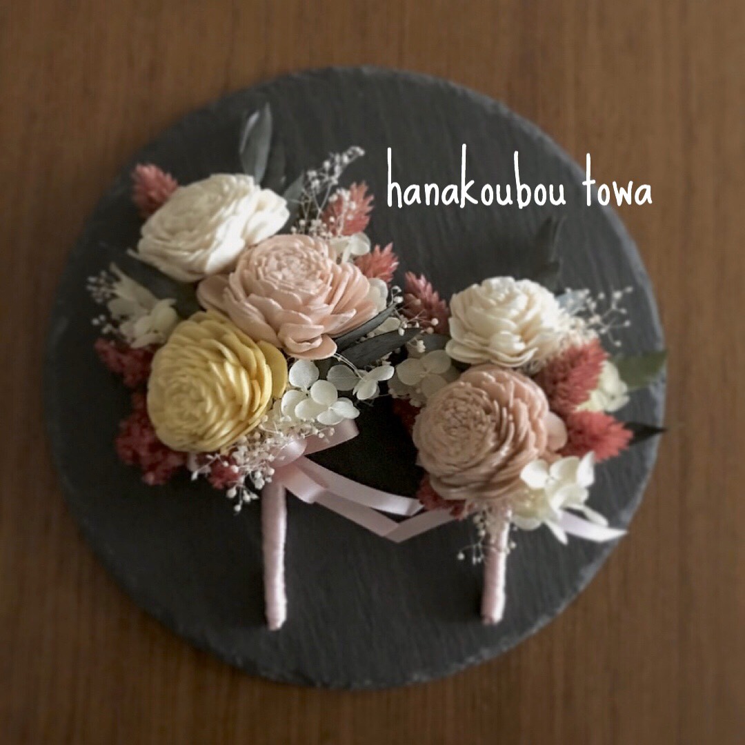 【C-7】コサージュ〜ラブリーピンク〜　ペア2点セット