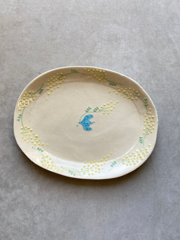 石黒美佐緒　ミモザ　オーバル皿 ミモザ オーバル皿（24㎝） 大皿 石黒 美佐緒 通販 11368692