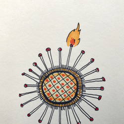 火柴棒花瓣/手繪 裝飾 藝術風格 燃燒 燒毀 fire 花花 向日葵 植 第3張的照片