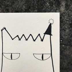 手工明信片㊣ 貧窮的洋派貓與戴帽鬍子狗（組） 第5張的照片