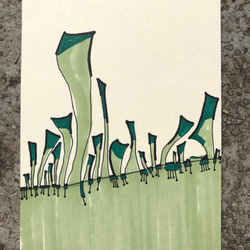 手作りのa set of 2 postcards "volcano & square grass" 2枚目の画像