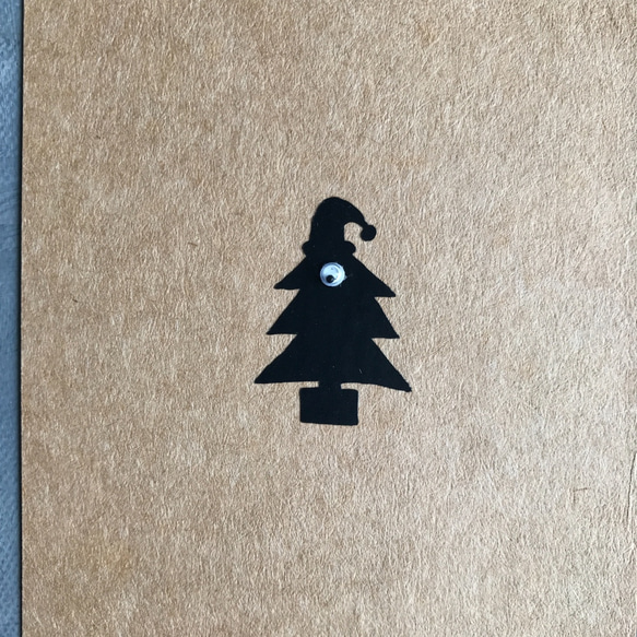 手工明信片 獨眼聖誕樹帽、獨眼聖誕樹襪/組 眼睛 卡其色 手繪 聖誕節 禮物 奇幻 驚喜 第4張的照片