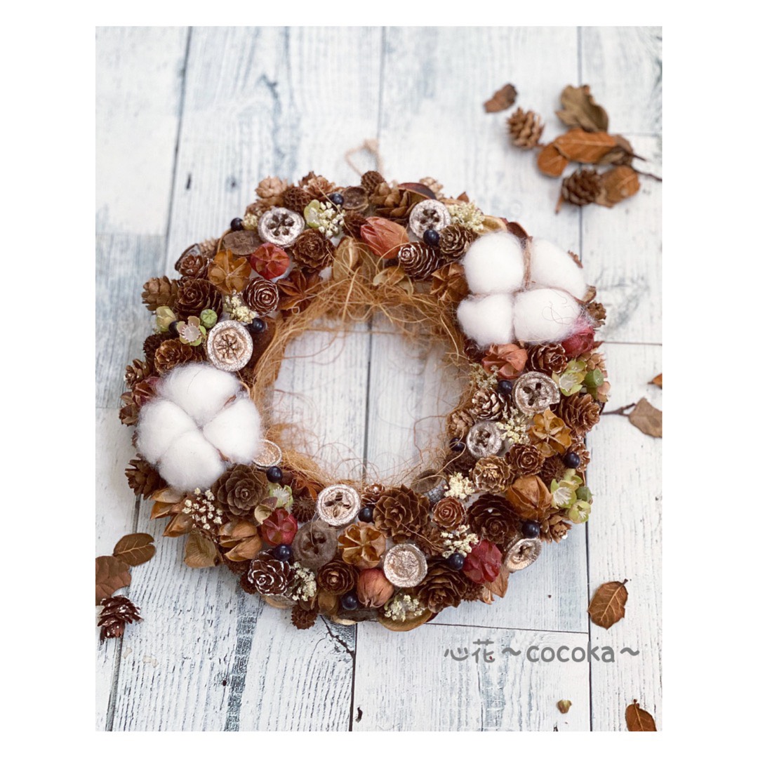 NO143 たっぷり木の実とプリザのHalloween リース⸜❤︎⸝‍