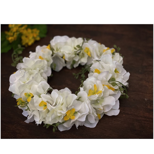 菜の花と紫陽花のナチュラルリース❁スプリングリース アートフラワー 