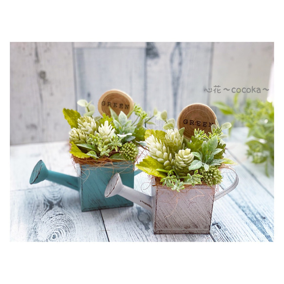 エアプランツ＆多肉植物 アレンジ(ホワイト)▫️フェイクグリーン・フェイク多肉植物 エアプランツ＆多肉植物 アレンジ(ホワイト)▫️フェイク