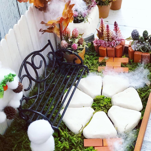 ✳NEW✳ミニチュアガーデン 庭❁﻿クリスマスリース・雪だるま