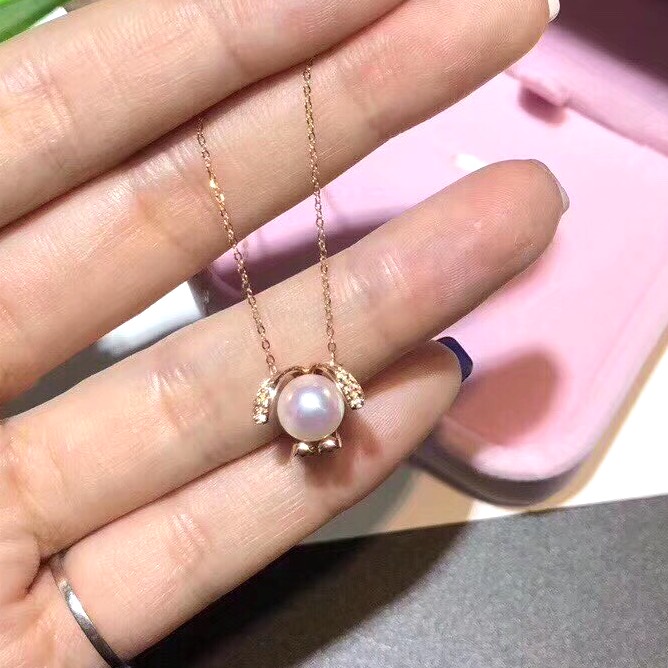 18K子犬モデリングアコヤ真珠のネックレス