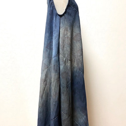 藍染×柿渋染　ヴィンテージ風　着物リメイクワンピース 5枚目の画像