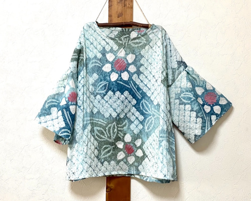 有松絞り 綿 浴衣 3着 まとめ売り リメイク材料 S-973 有松絞り浴衣 三色チューリップ - からん::アンティーク着物