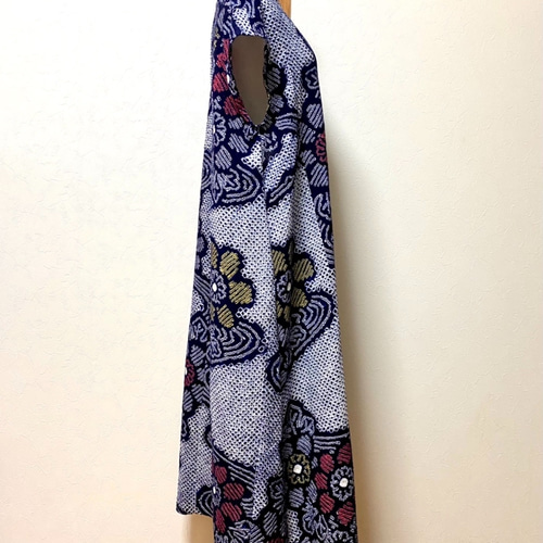 有松絞り浴衣リメイク　Aラインワンピース 20%OFF 有松絞り 浴衣のAラインワンピース⑧ 着物リメイク