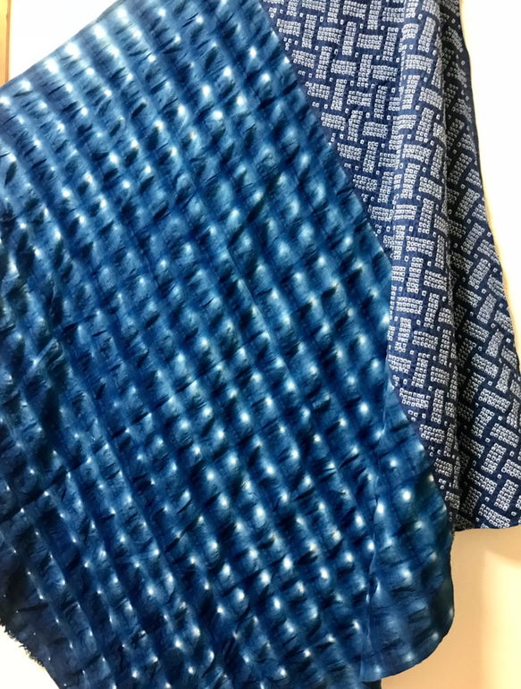 藍染×正絹 バックに マフラーに 2way 3枚目の画像
