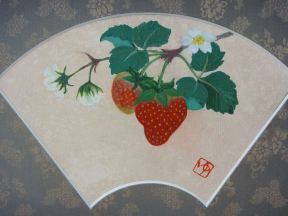 値下げ交渉あり。超美品！1点物の原画苺（いちご）アクリル画絵画