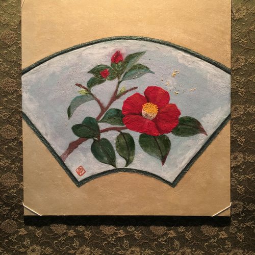 日本画「椿」原画 送料無料 絵画 ゆうちゃん 通販 1838322