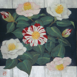 肉質画【椿】日本画　印あり 北沢映月 日本画12号 「椿」 名作 高級額装 美品 | 古美術ささき