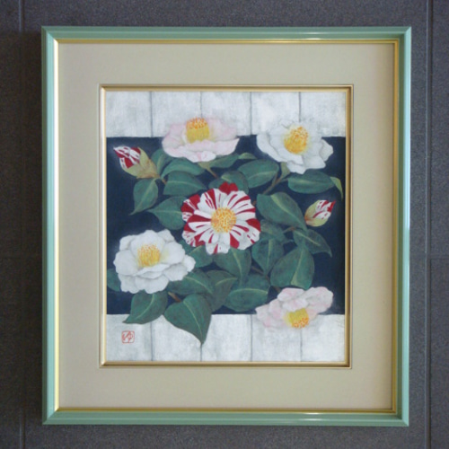 肉質画【椿】日本画　印あり 北沢映月 日本画12号 「椿」 名作 高級額装 美品 | 古美術ささき