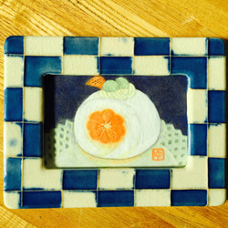 日本画「ロールケーキ」陶器製フォトフレーム付　送料無料 1枚目の画像