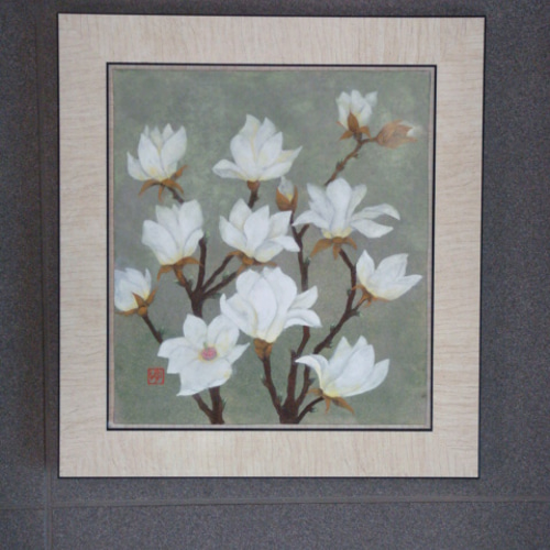 写実　日本画　【白い薔薇】肉筆画　作者不詳 日本画 原画 「白木蓮Ⅱ」 絵画 ゆうちゃん 通販 472069｜Creema