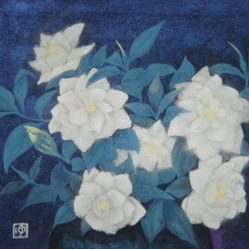 日本画 原画 「甘い香り・・・くちなしの花」 絵画 ゆうちゃん 通販