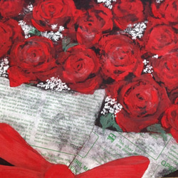 日本画　原画　「薔薇の花束」 1枚目の画像