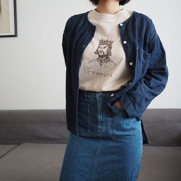 シングルおじさん長袖Tシャツ　【大人】　ベージュ 10枚目の画像