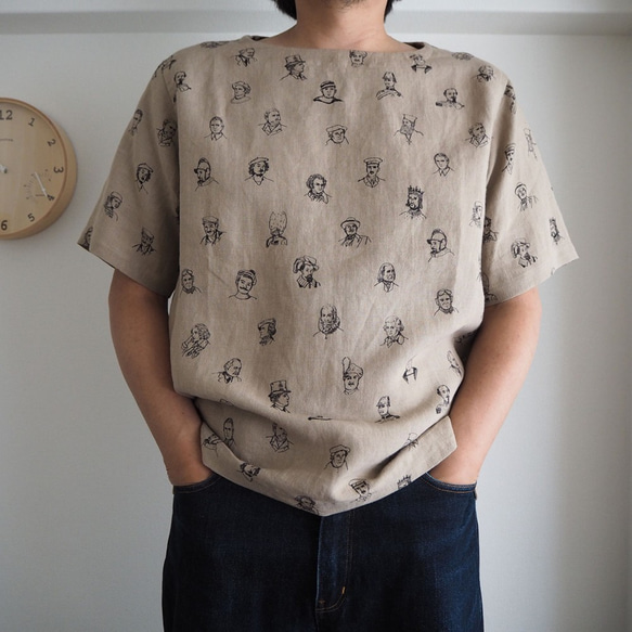 Ojisan 亞麻短袖套頭衫米色 第10張的照片