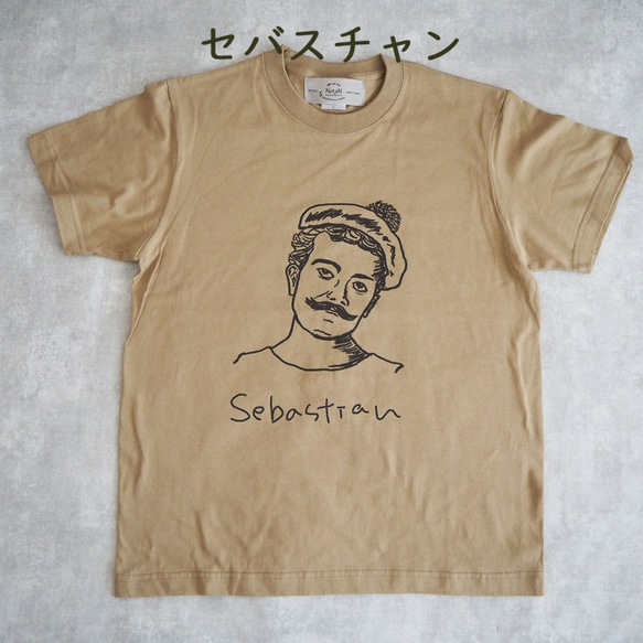 シングルオジサン半袖Tシャツ　サンドカーキ　【ウィメンズ・メンズ】 2枚目の画像