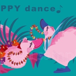 オリジナル　ポストカードサイズ 『HAPPY dance♪』アヒルのセピアとライト☆　イラスト 2枚目の画像