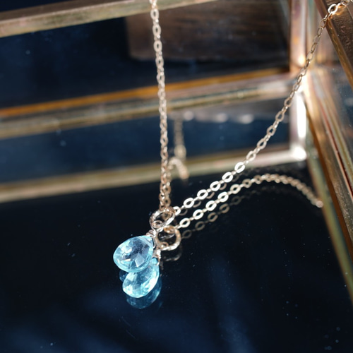 14kgf 宝石質 スイスブルートパーズ AAA 一粒ネックレス 11月誕生石