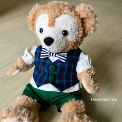 テディーベアー ぬいぐるみ 約30cm チェック柄ベスト ダッフィーのチェック柄ベストコーデ ぬいぐるみ hiro 通販 8038685