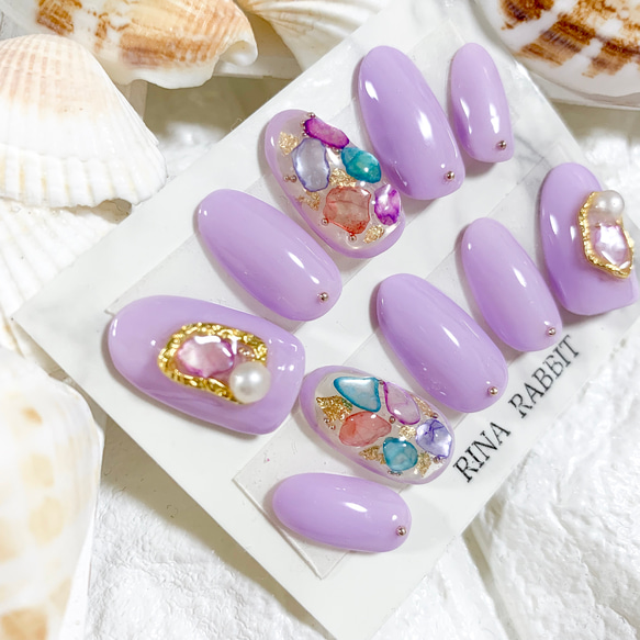 【メーカー直売】 ラベンダーカラーネイルチップ RINA ネイルチップ（つけ爪） ネイルチップ・付け爪