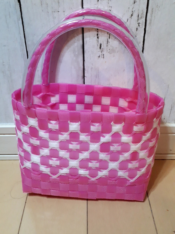 オーダー品☆PPバンド☆小さめビニールバッグ☆プラかご☆耐水性 かご 