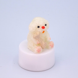 LEDキャンドルライト付き動物人形シリーズ「白犬　トイプードル」 5枚目の画像