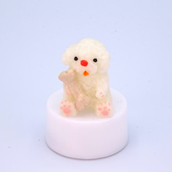 LEDキャンドルライト付き動物人形シリーズ「白犬　トイプードル」 7枚目の画像