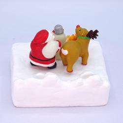メリークリスマス　サンタとトナカイと雪だるまの粘土フォトスタンド ① 3枚目の画像