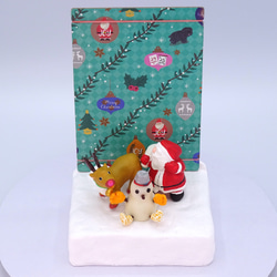 メリークリスマス　サンタとトナカイと雪だるまの粘土フォトスタンド ① 7枚目の画像