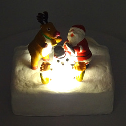 メリークリスマス　サンタとトナカイと雪だるまの粘土フォトスタンド ② 5枚目の画像