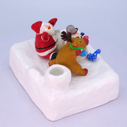 メリークリスマス　サンタとトナカイと雪だるまの粘土ペン立て① 6枚目の画像