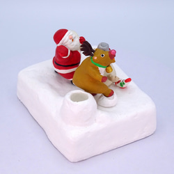 メリークリスマス　サンタとトナカイと雪だるまの粘土ペン立て② 5枚目の画像