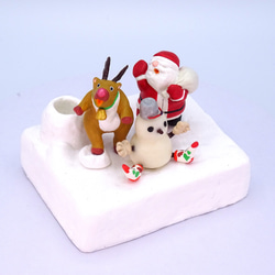 メリークリスマス　サンタとトナカイと雪だるまの粘土ペン立て② 7枚目の画像
