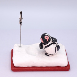 粘土人形のペンギンワールド　クリップ式メモスタンド　フンボルトペンギン−2 1枚目の画像